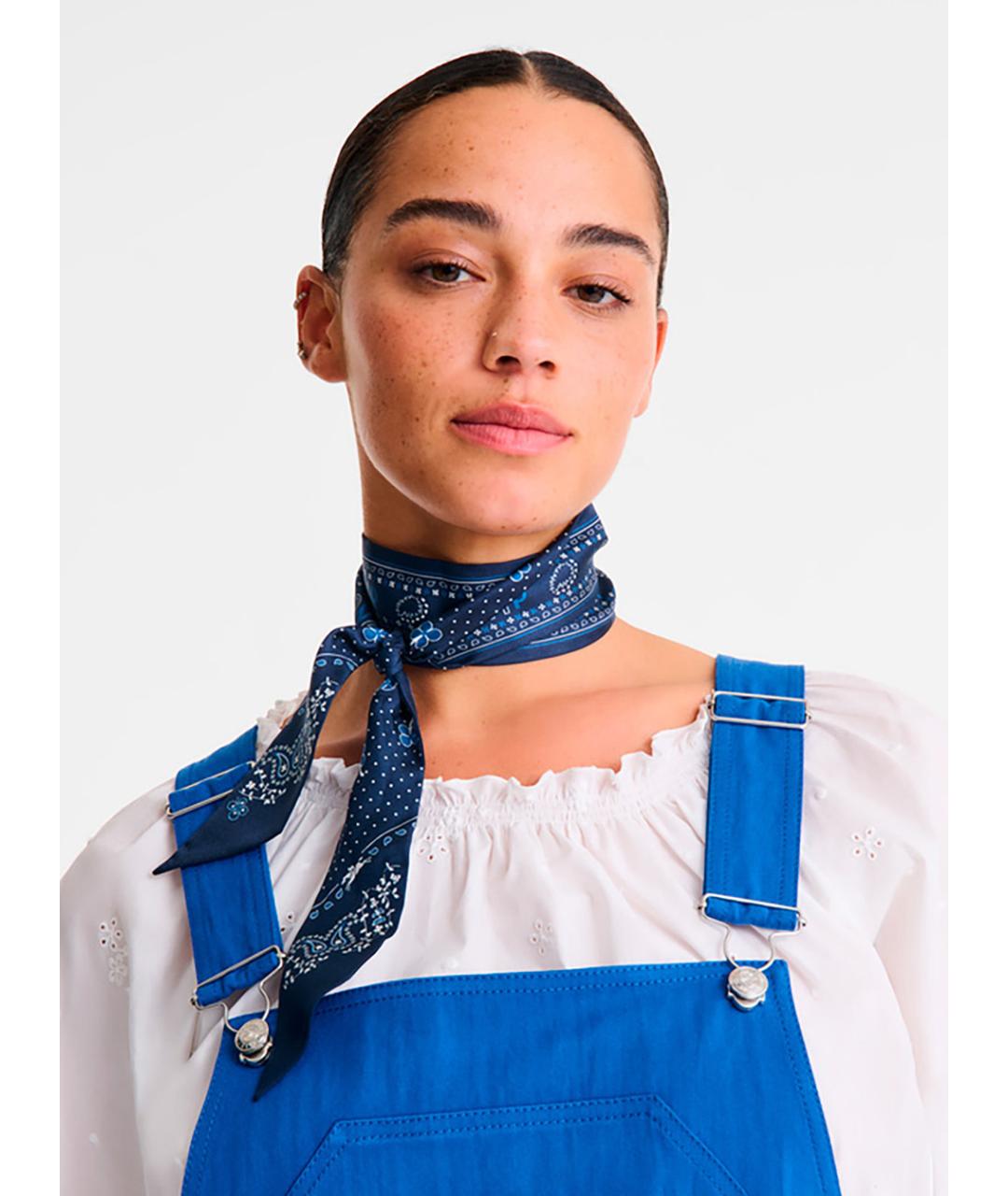 LONGCHAMP Синий шелковый шарф, фото 2