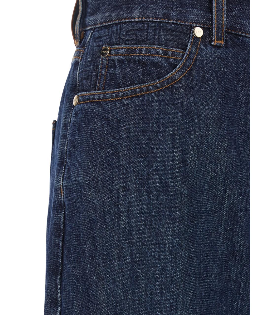 FENDI Синие хлопковые прямые джинсы, фото 3
