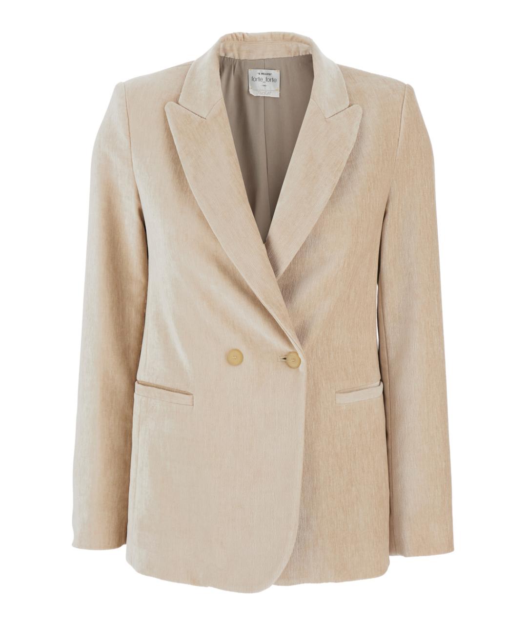 FORTE FORTE Бежевый полиэстеровый жакет/пиджак, фото 1