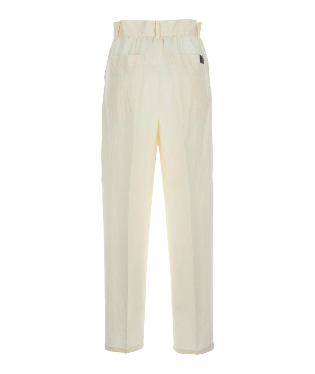 MAX MARA Белые льняные прямые брюки, фото 2