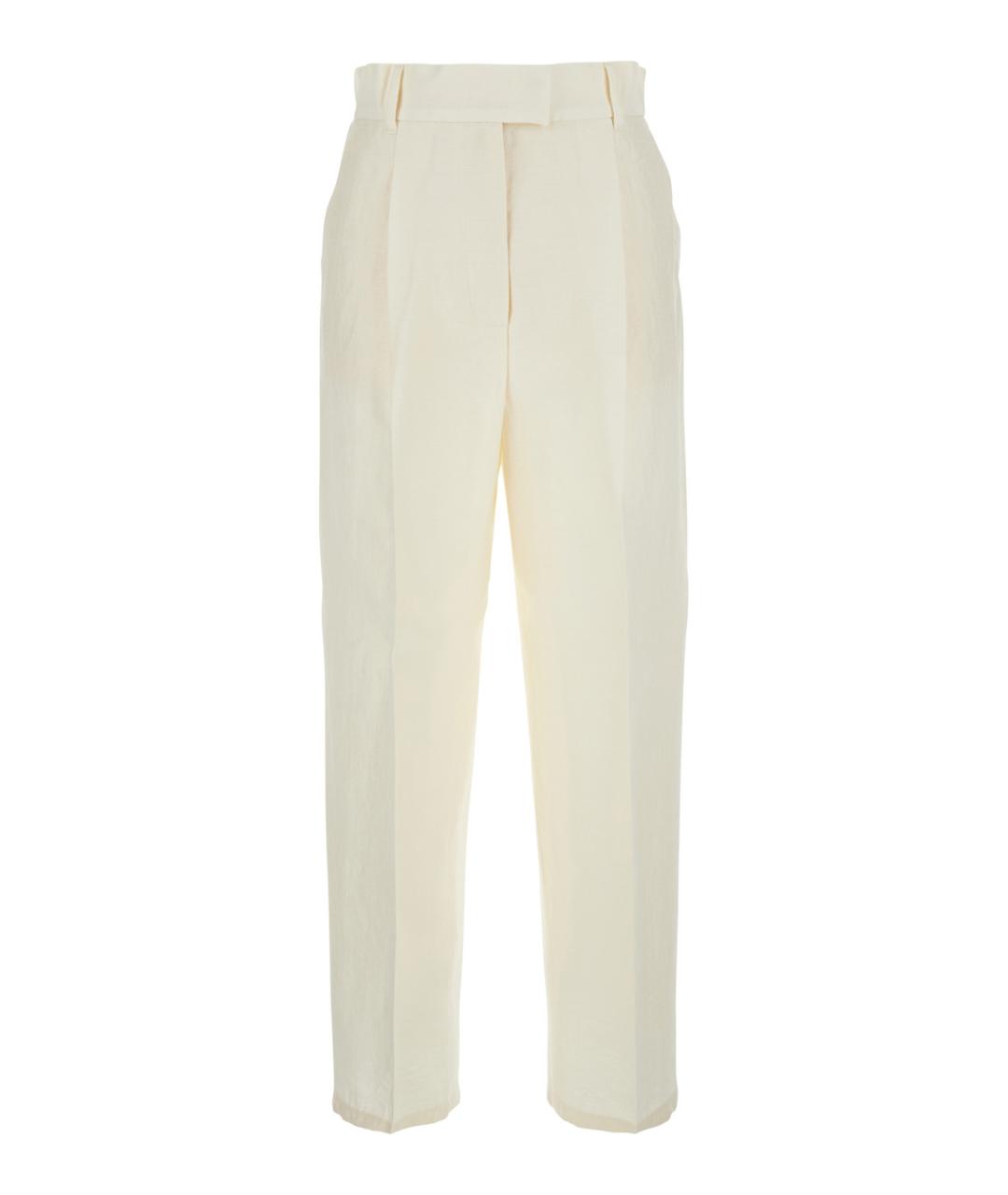 MAX MARA Белые льняные прямые брюки, фото 1