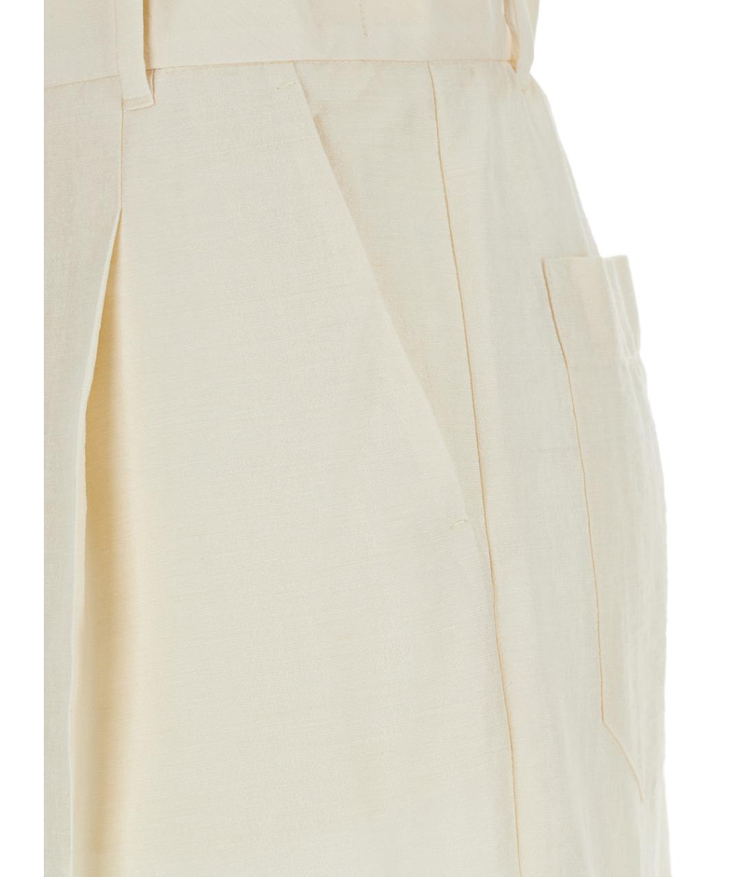 MAX MARA Белые льняные прямые брюки, фото 3