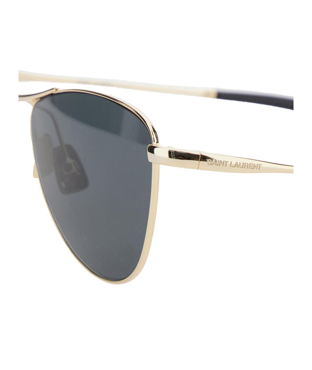 SAINT LAURENT Золотые металлические солнцезащитные очки, фото 3