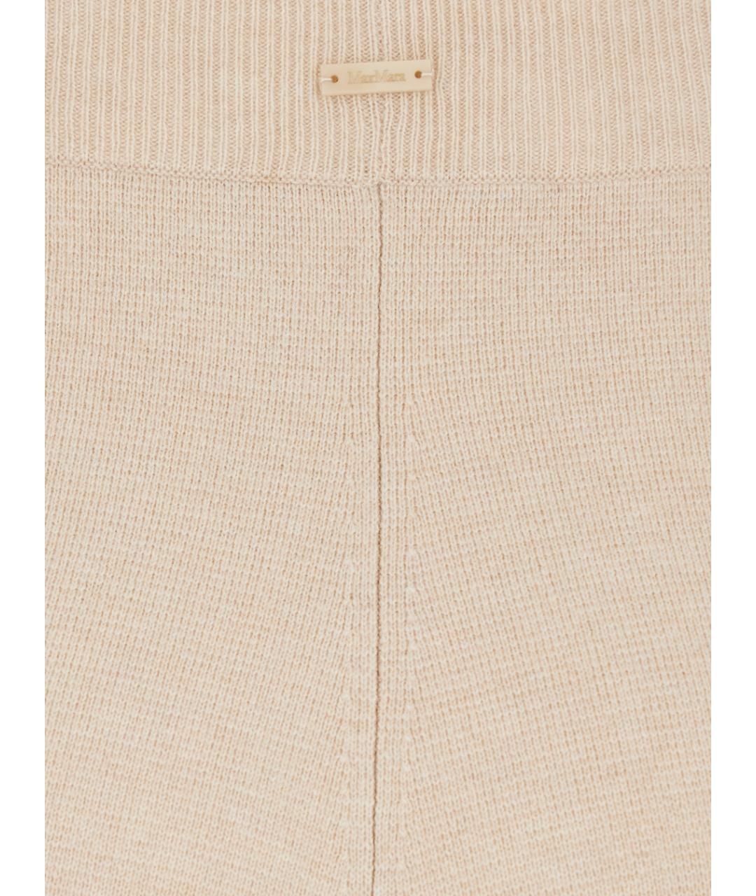 MAX MARA Бежевые шерстяные прямые брюки, фото 3