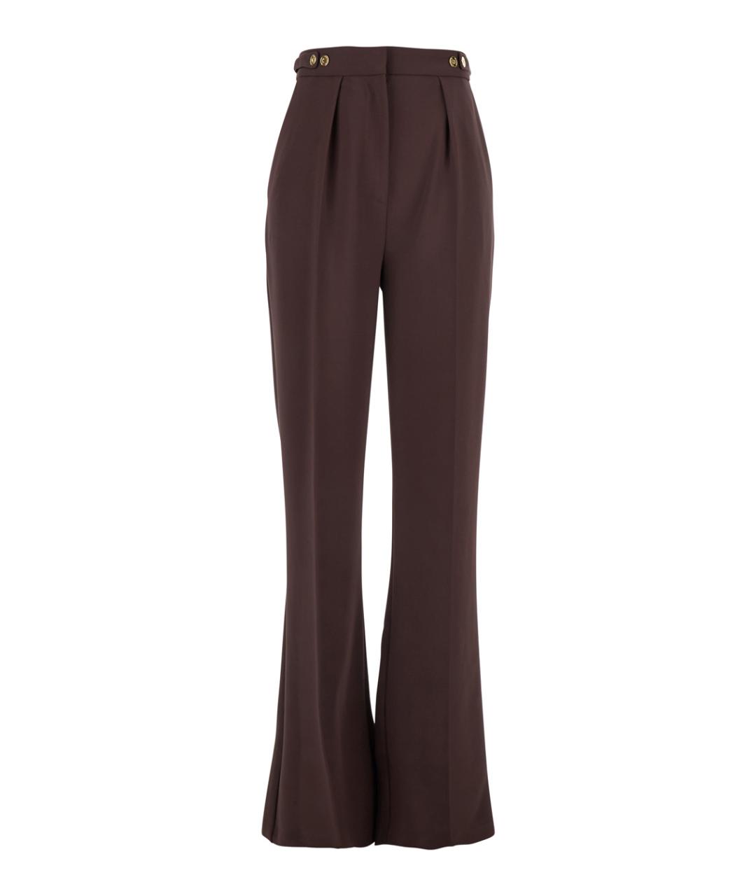 ELISABETTA FRANCHI Бордовые полиэстеровые прямые брюки, фото 1