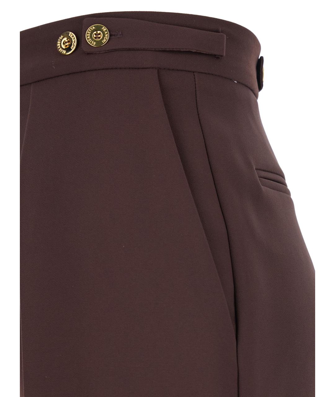 ELISABETTA FRANCHI Бордовые полиэстеровые прямые брюки, фото 3