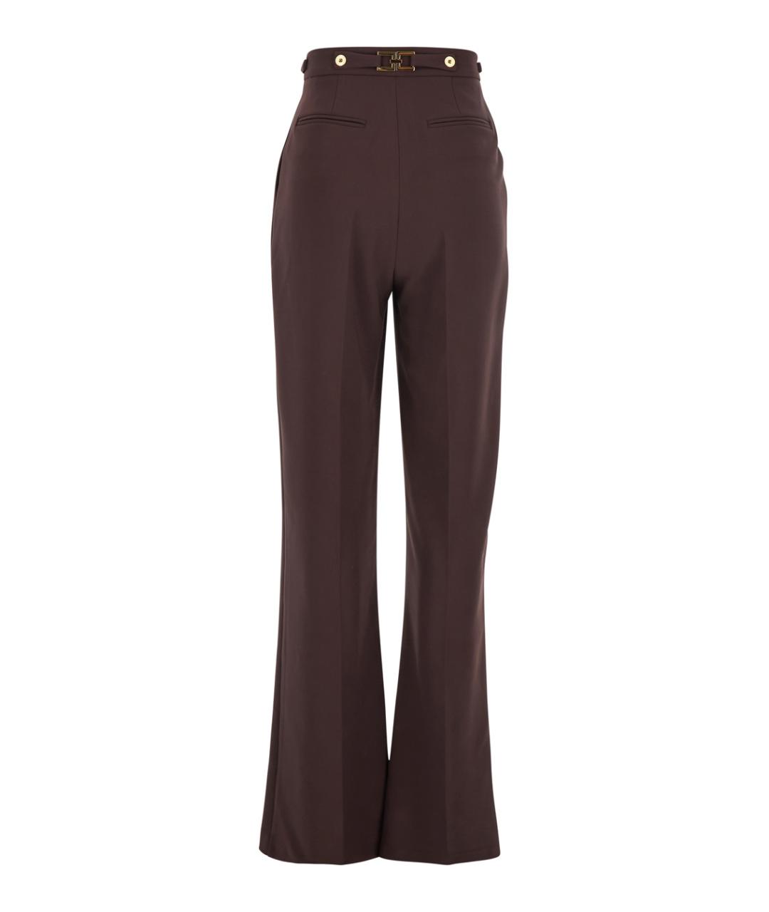 ELISABETTA FRANCHI Бордовые полиэстеровые прямые брюки, фото 2