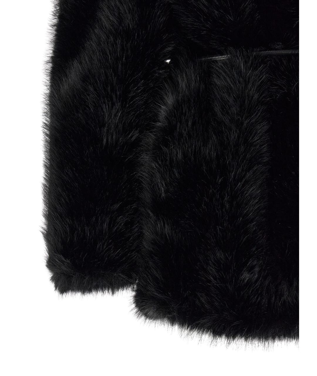 SPORTMAX Черная полиэстеровая шуба, фото 4