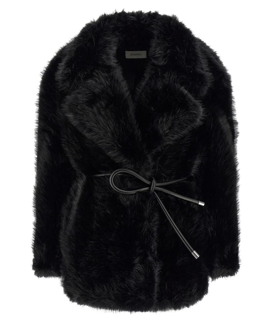 SPORTMAX Черная полиэстеровая шуба, фото 1