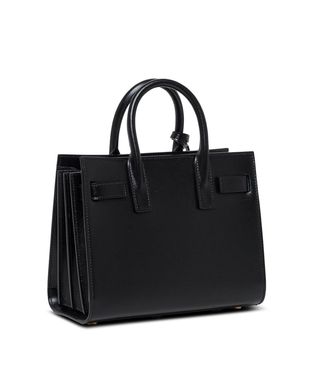 SAINT LAURENT Черная кожаная сумка тоут, фото 2