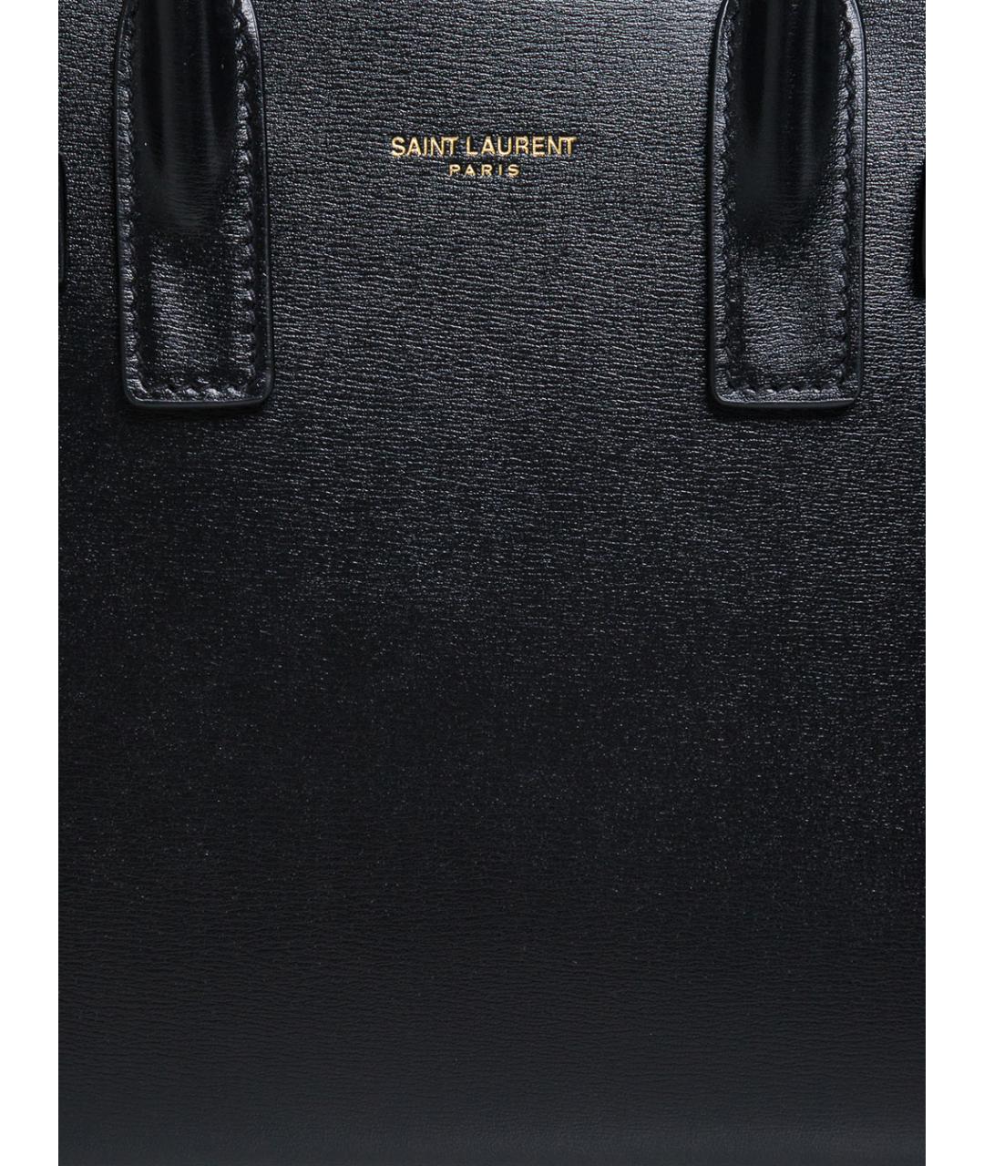 SAINT LAURENT Черная кожаная сумка тоут, фото 4