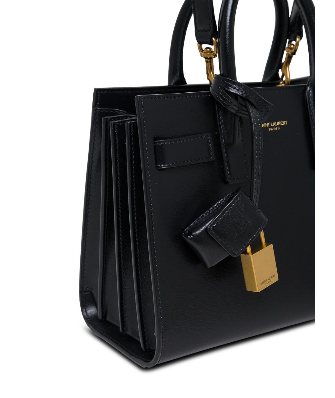 SAINT LAURENT Черная кожаная сумка тоут, фото 3