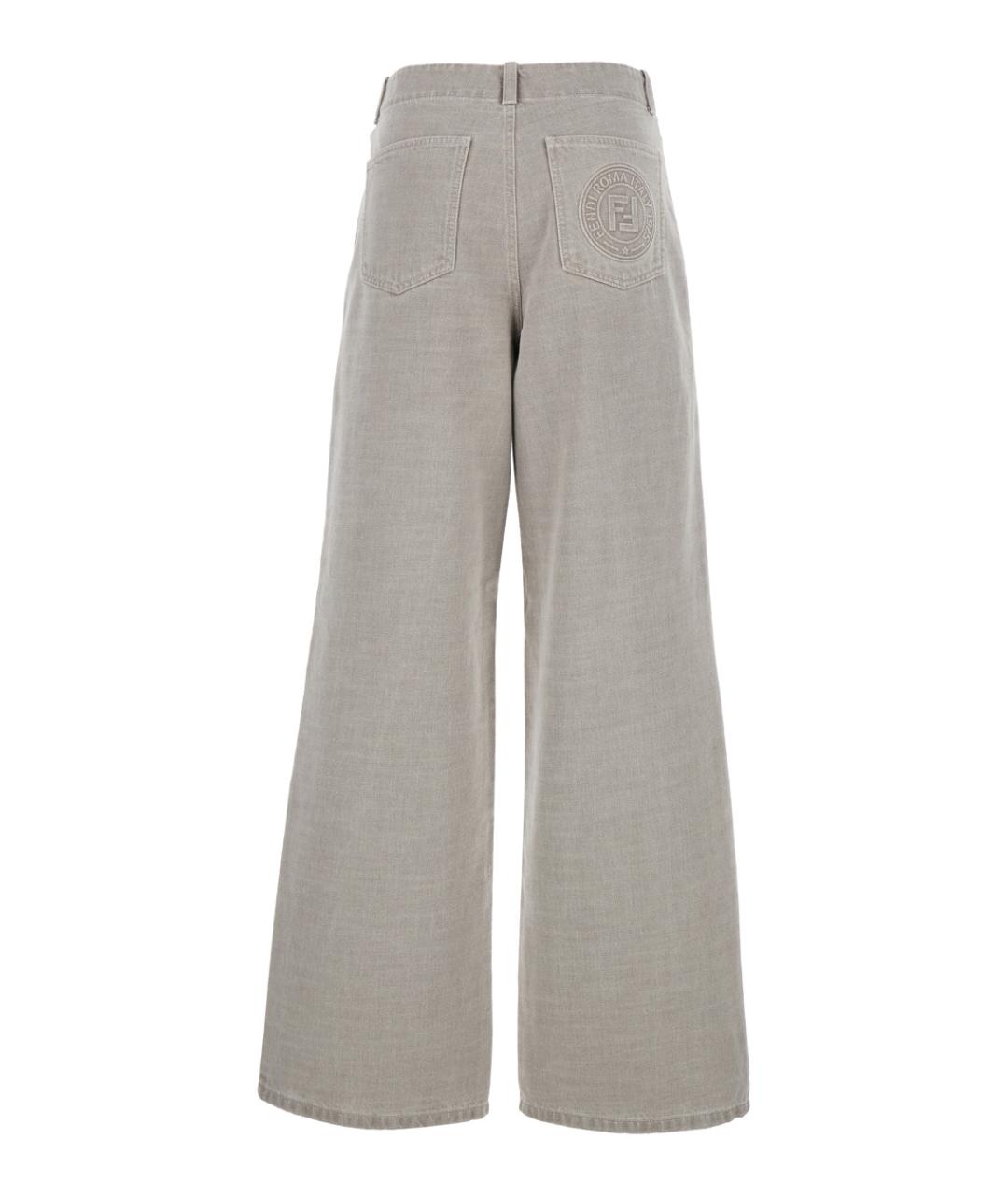 FENDI Бежевые хлопковые джинсы клеш, фото 2