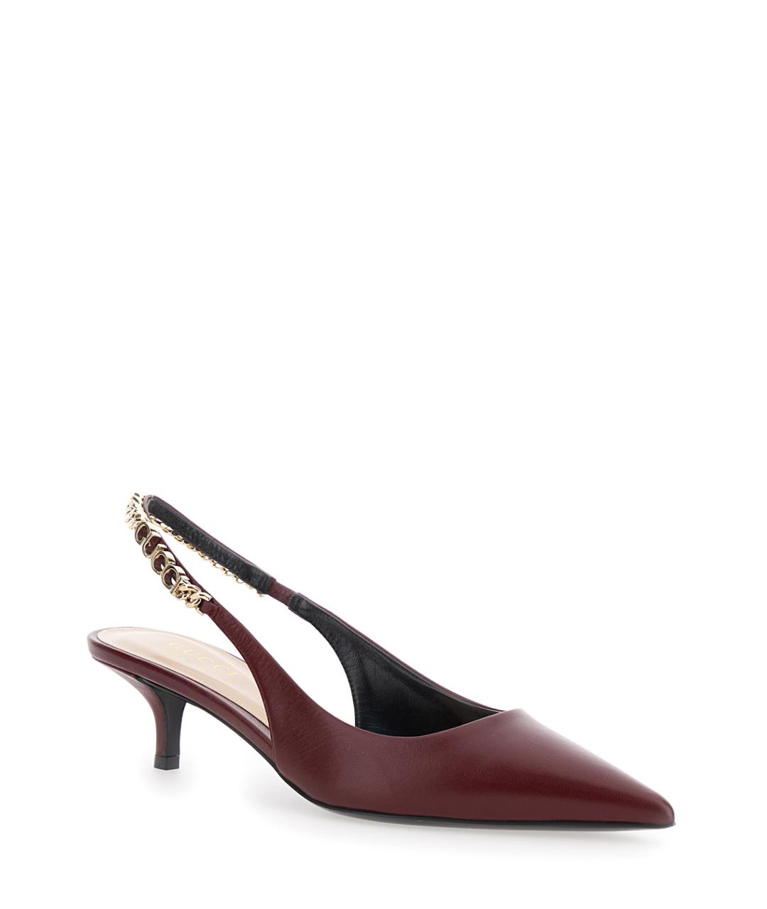 GUCCI Бордовые кожаные туфли, фото 2