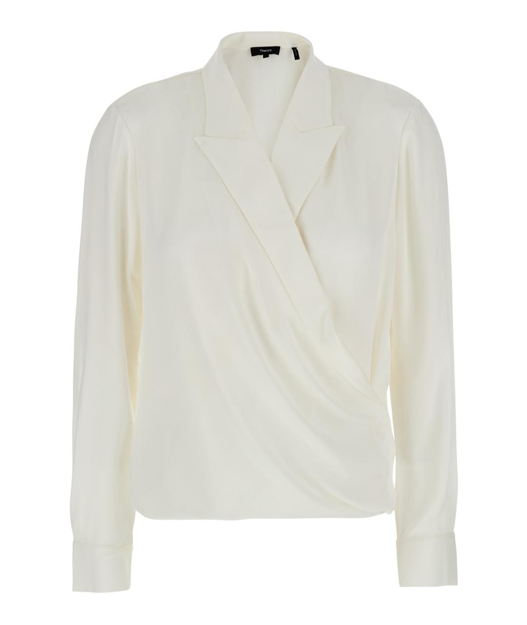 THEORY Белая шелковая блузы, фото 1