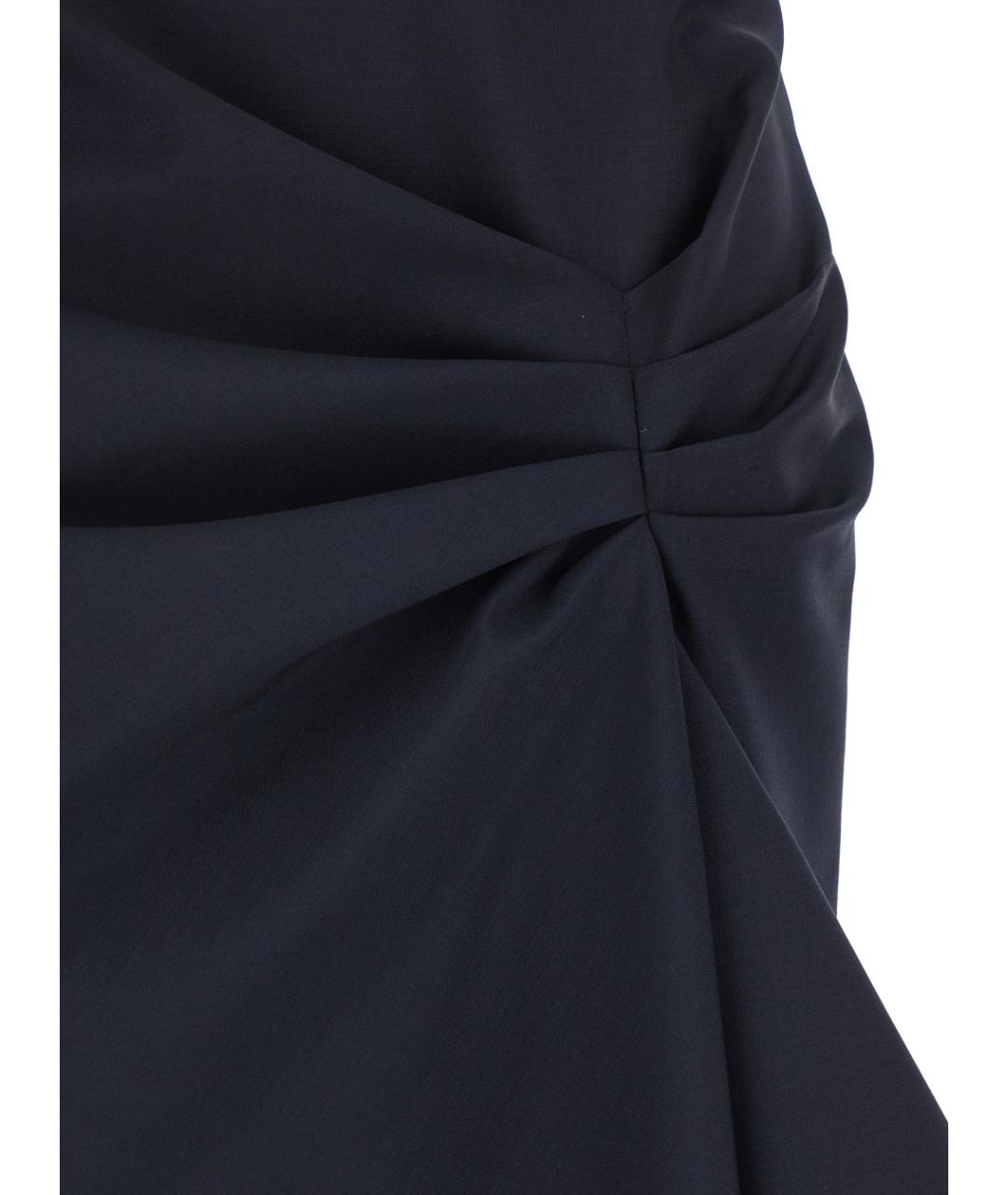 ALEXANDER MCQUEEN Темно-синяя шерстяная юбка миди, фото 3