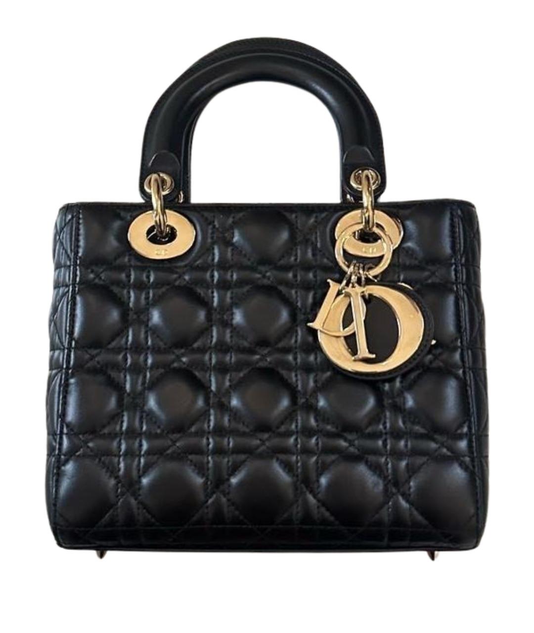 CHRISTIAN DIOR Черная кожаная сумка с короткими ручками, фото 6