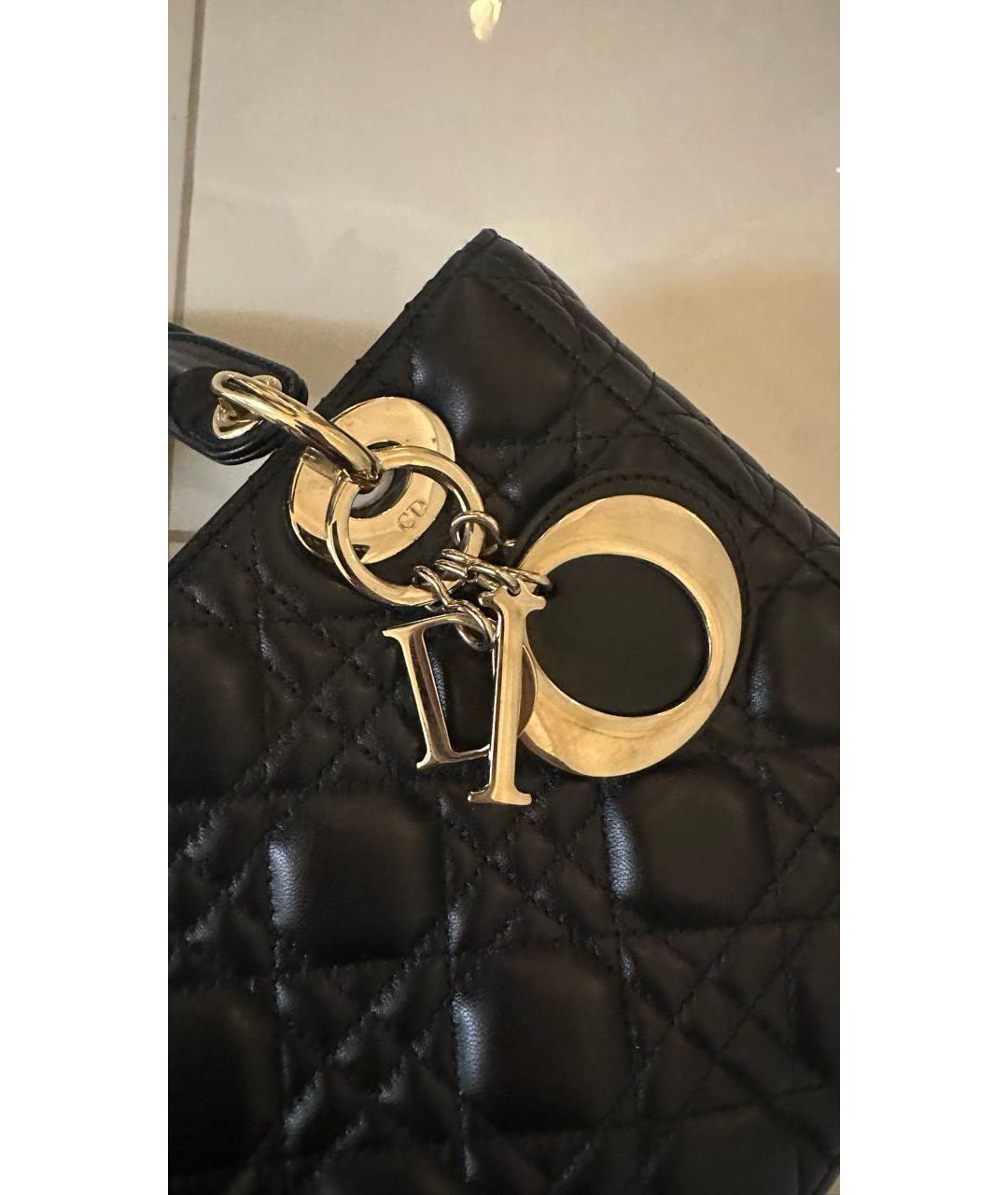 CHRISTIAN DIOR Черная кожаная сумка с короткими ручками, фото 4