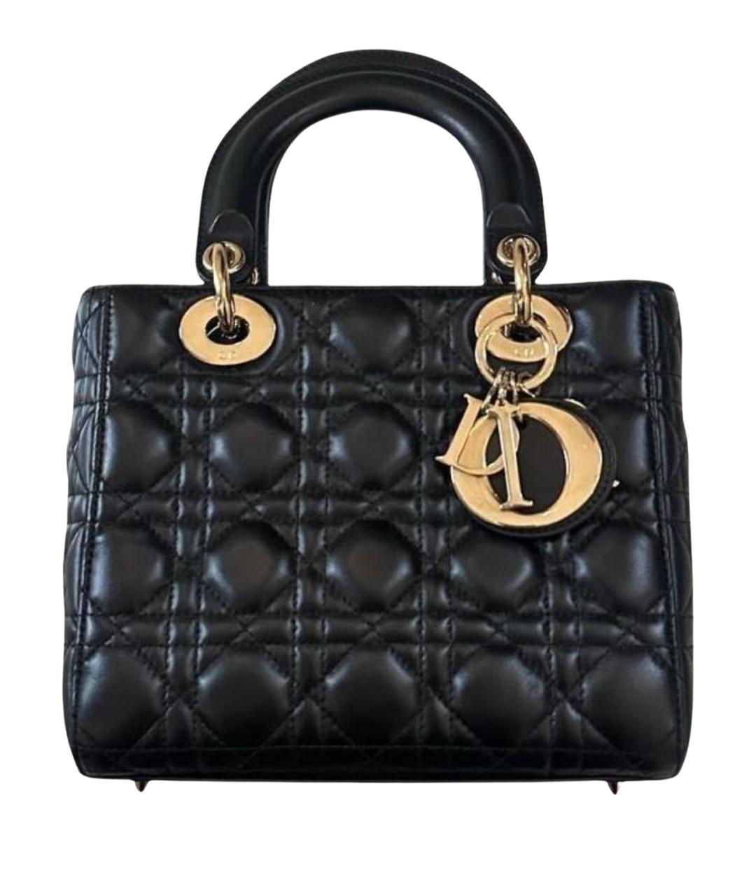 CHRISTIAN DIOR Черная кожаная сумка с короткими ручками, фото 1