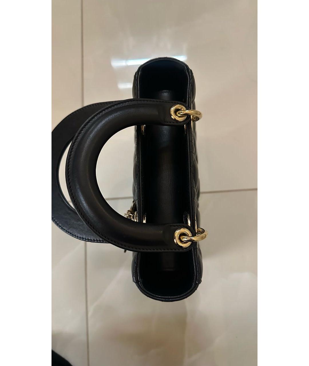 CHRISTIAN DIOR Черная кожаная сумка с короткими ручками, фото 3