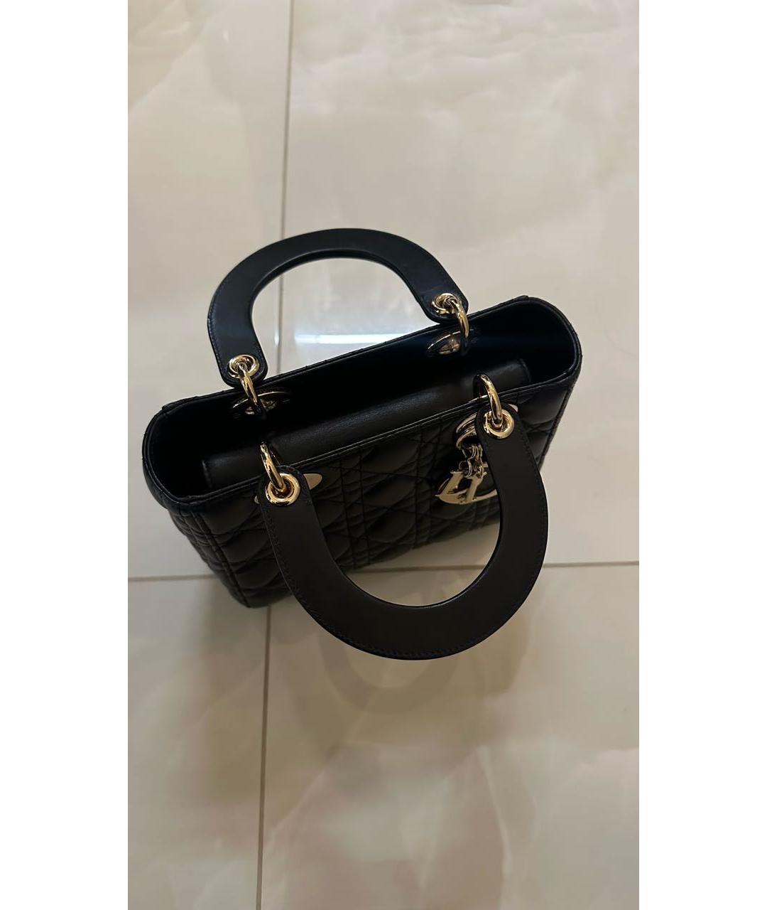 CHRISTIAN DIOR Черная кожаная сумка с короткими ручками, фото 2