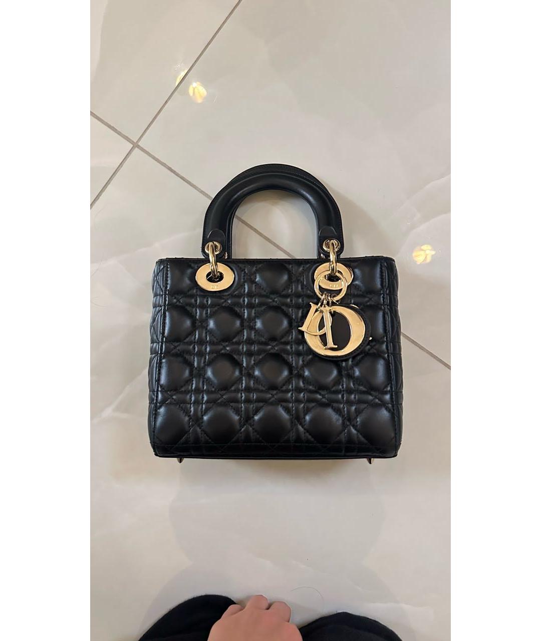 CHRISTIAN DIOR Черная кожаная сумка с короткими ручками, фото 5