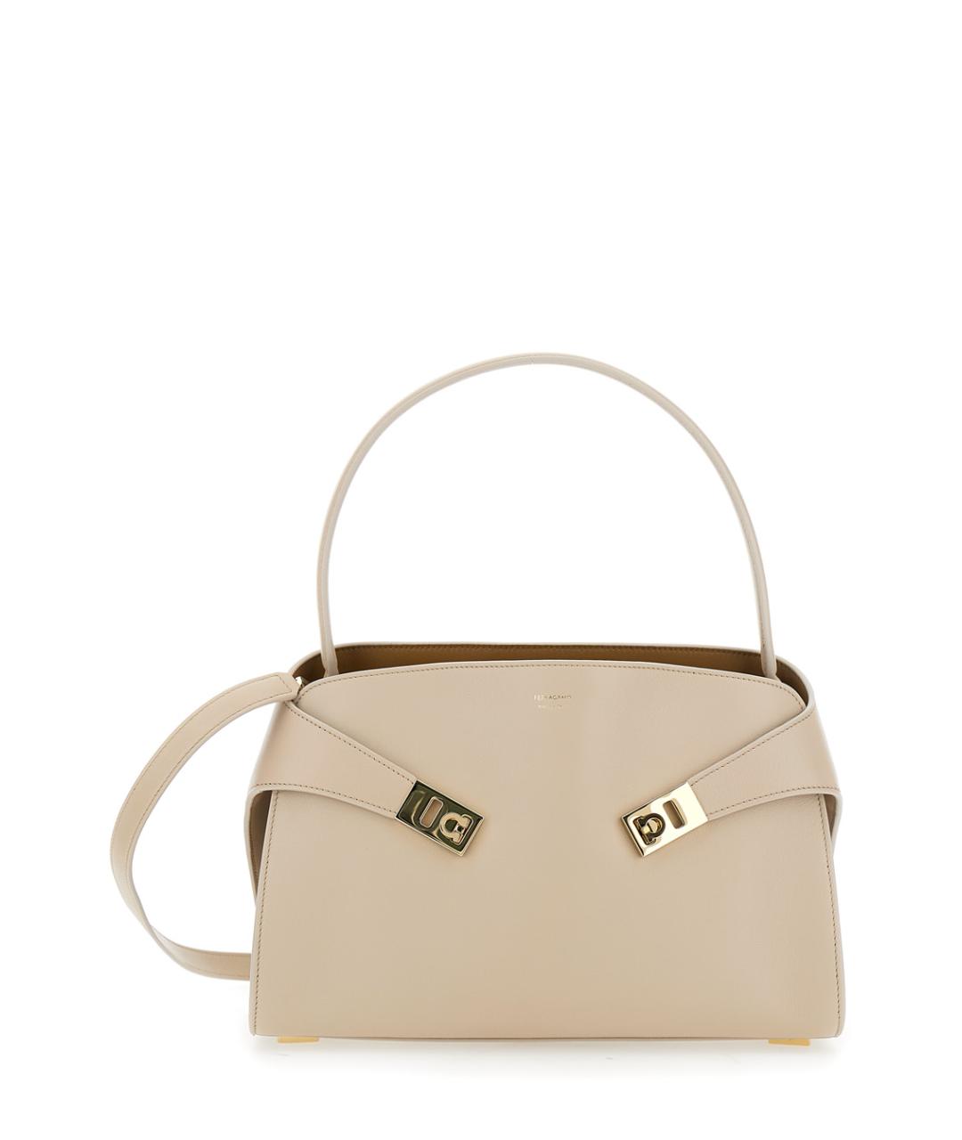 FERRAGAMO Бежевая кожаная сумка через плечо, фото 1