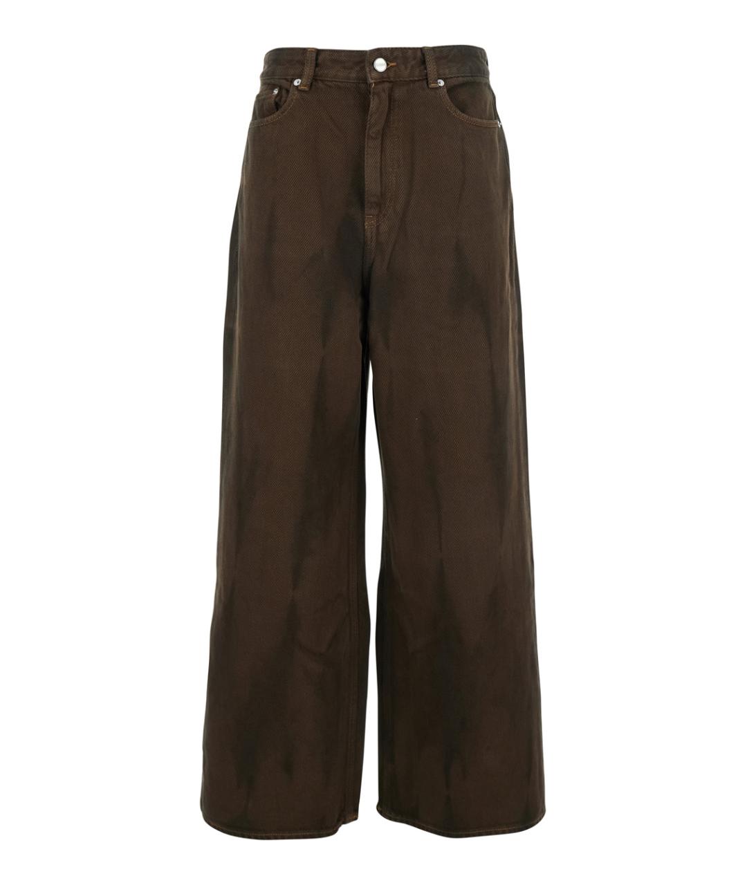 GANNI Коричневые хлопковые джинсы клеш, фото 1