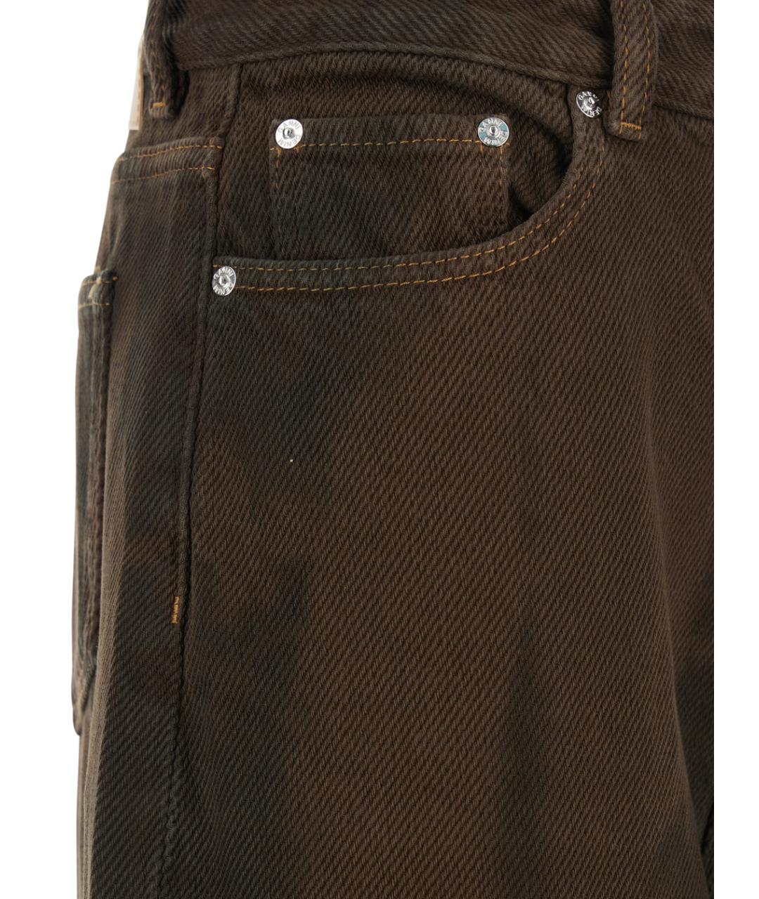 GANNI Коричневые хлопковые джинсы клеш, фото 3
