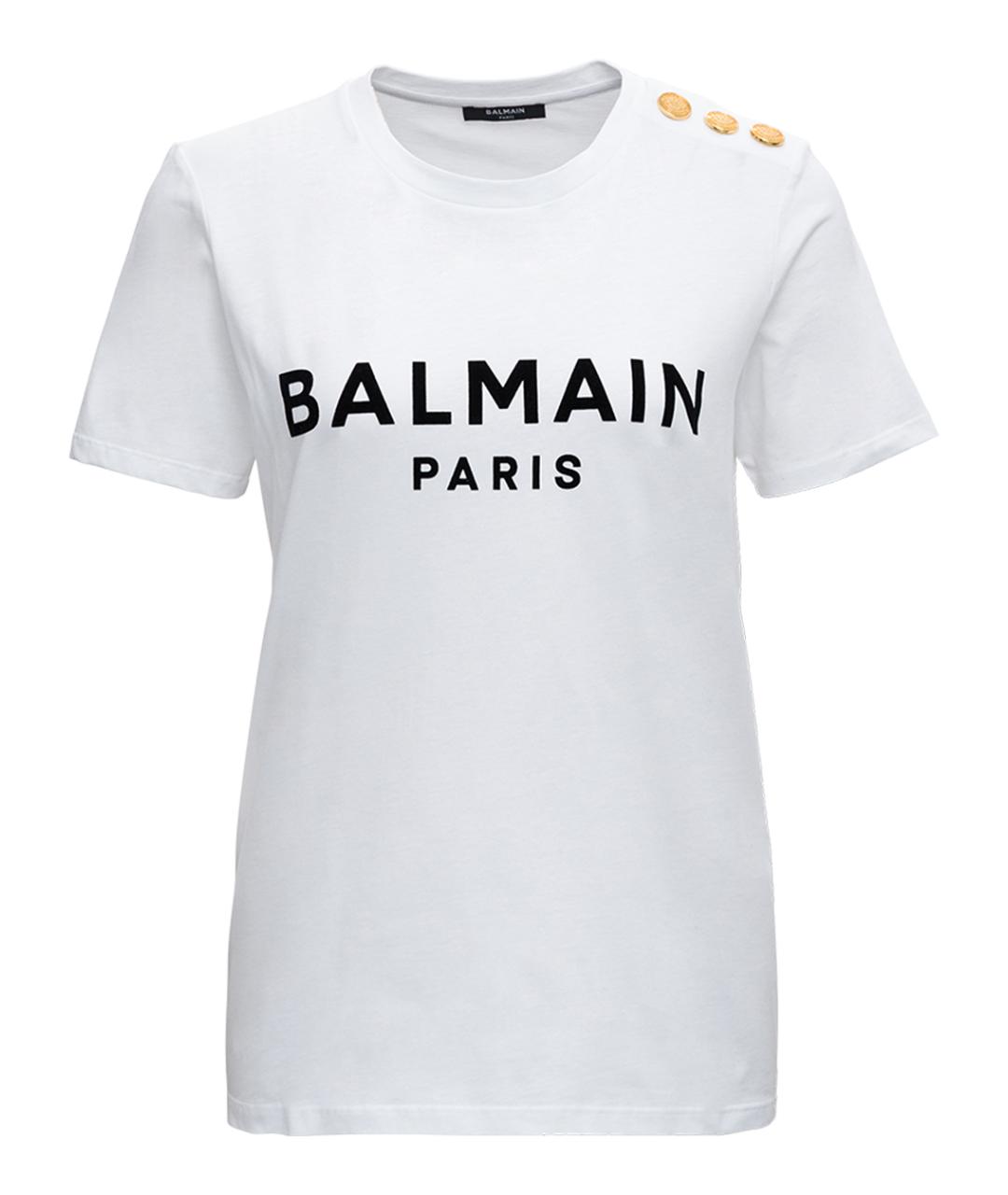 BALMAIN Белая хлопковая футболка, фото 1