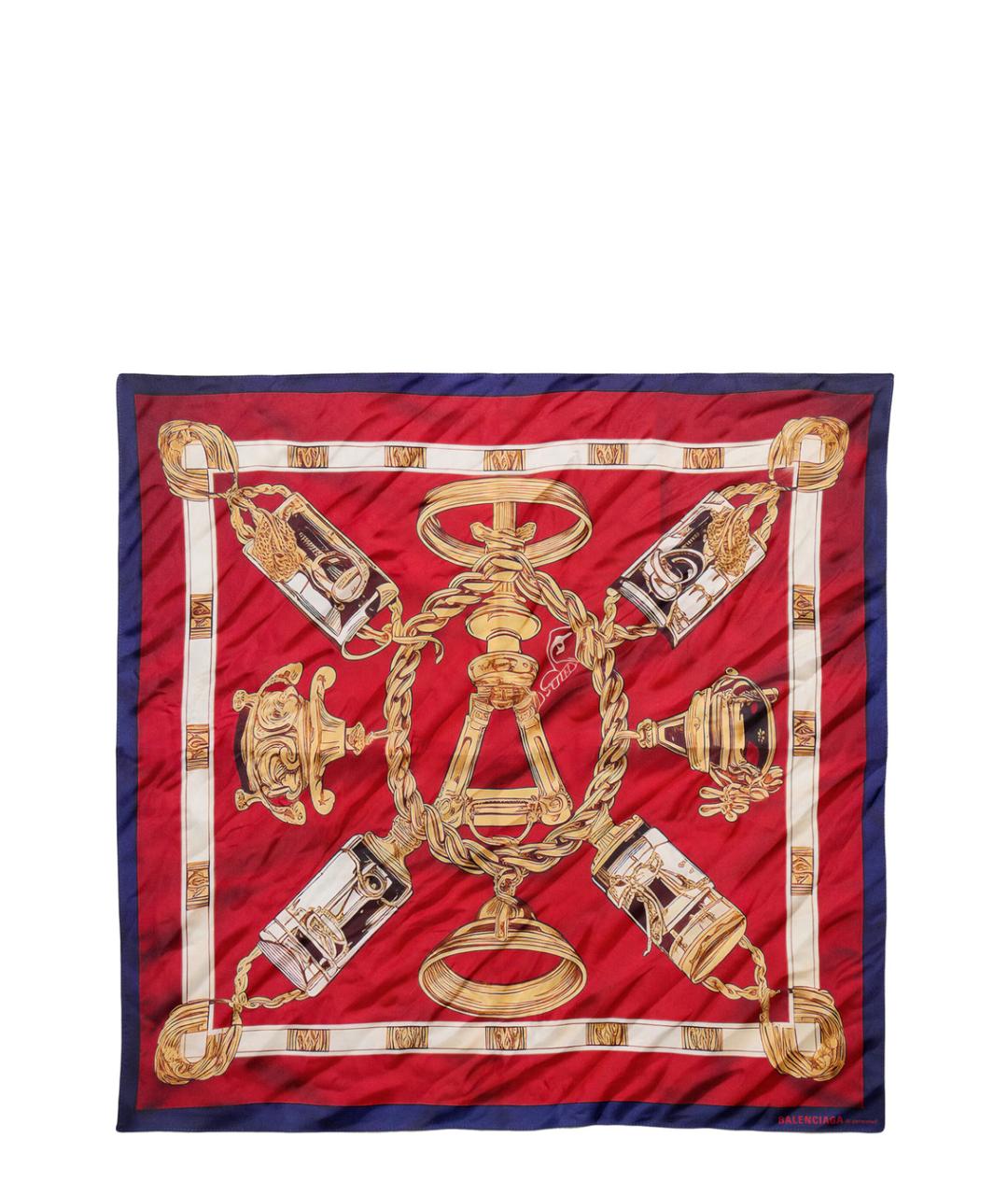 BALENCIAGA Бордовый шелковый шарф, фото 1