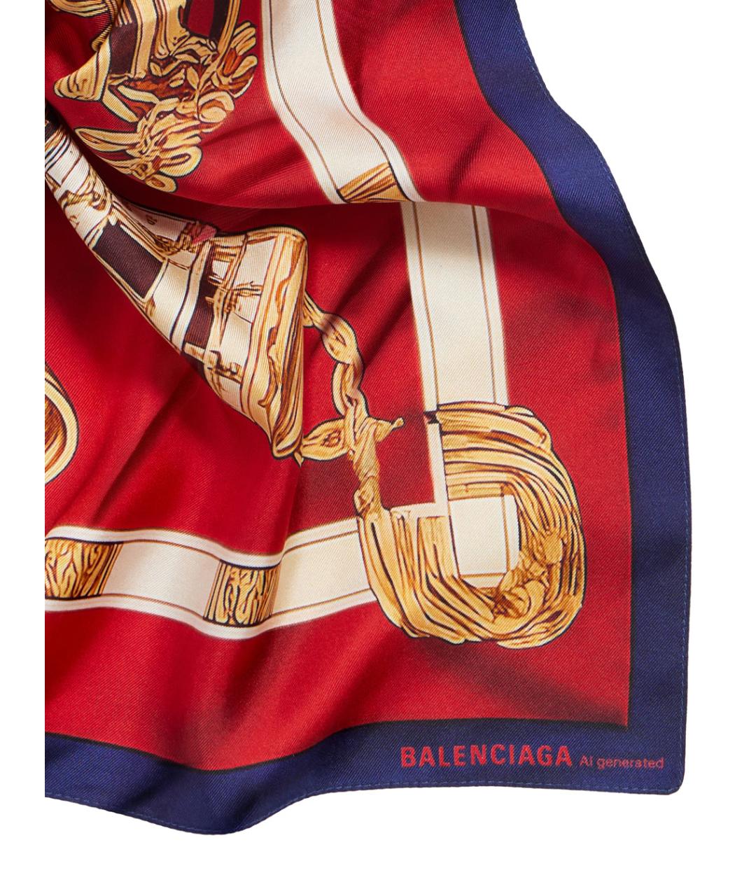 BALENCIAGA Бордовый шелковый шарф, фото 3