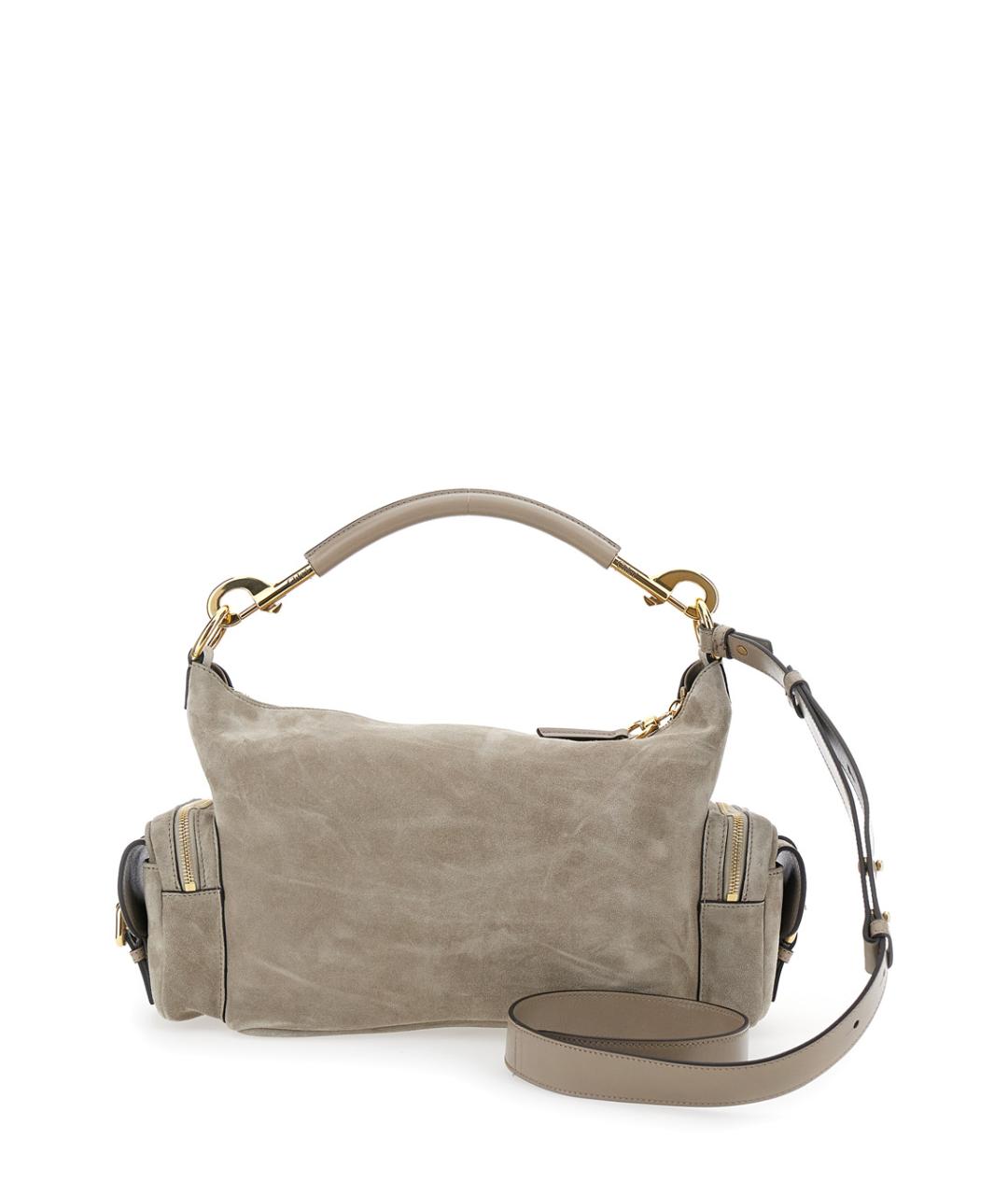 CHLOE Серая замшевая сумка с короткими ручками, фото 2