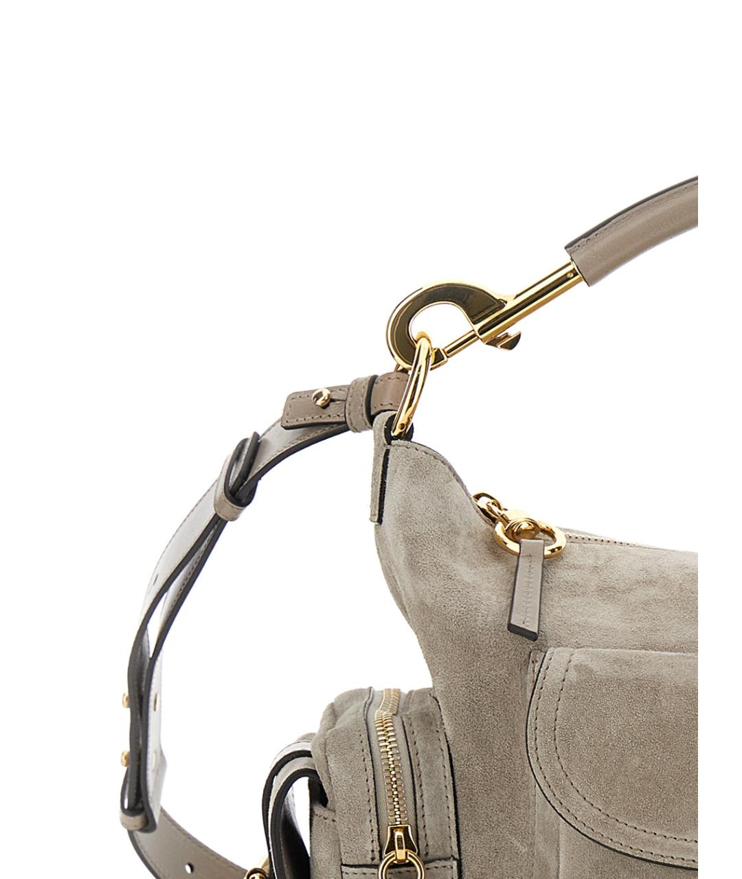 CHLOE Серая замшевая сумка с короткими ручками, фото 3