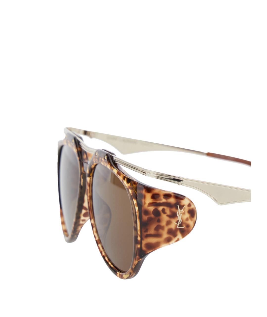 SAINT LAURENT Коричневые пластиковые солнцезащитные очки, фото 3