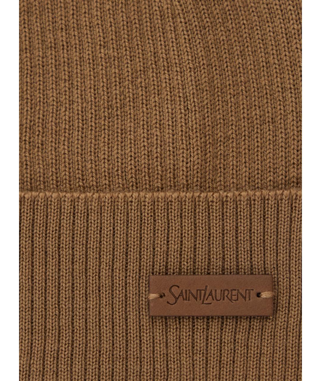 SAINT LAURENT Бежевая шерстяная шапка, фото 3