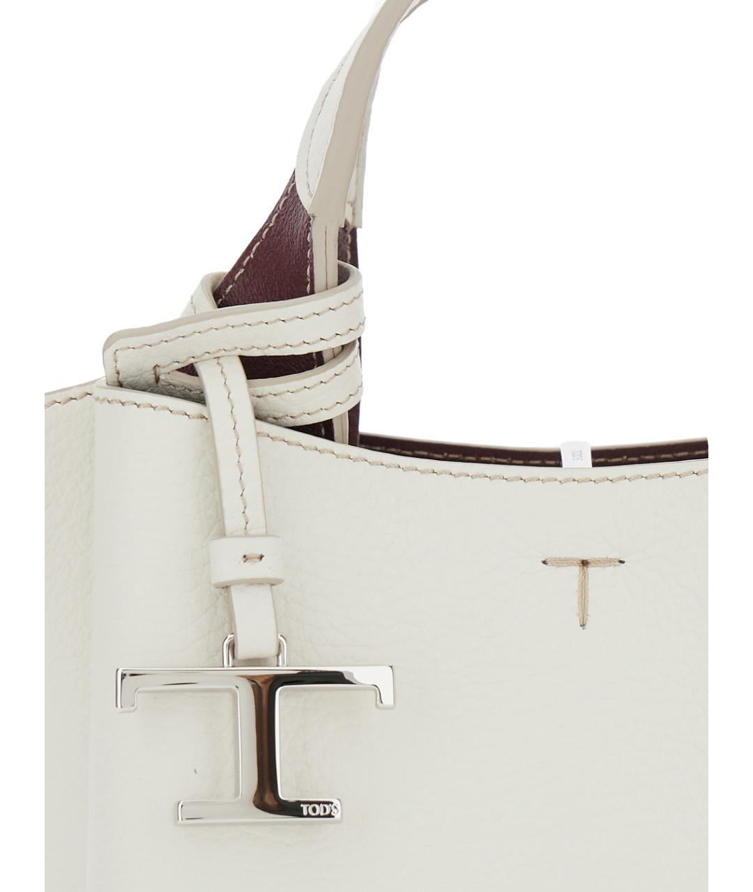 TOD'S Белая кожаная сумка с короткими ручками, фото 3