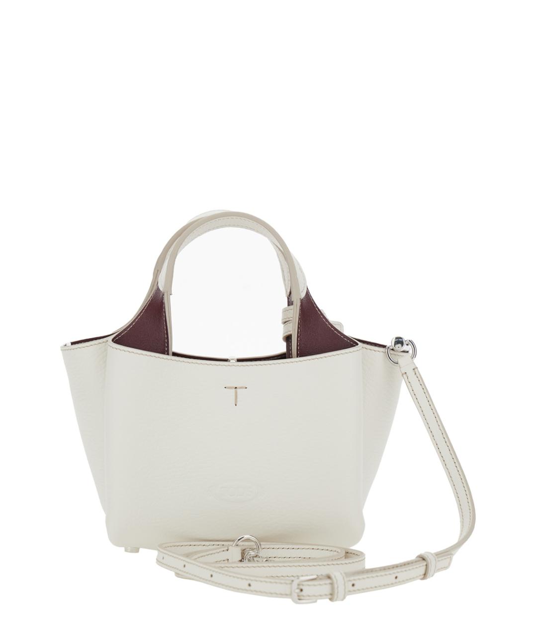 TOD'S Белая кожаная сумка с короткими ручками, фото 2