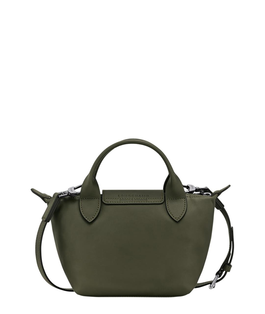 LONGCHAMP Зеленая кожаная сумка с короткими ручками, фото 2