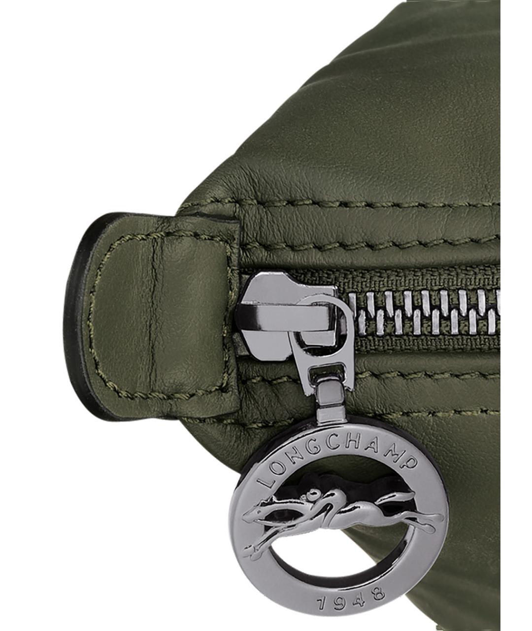 LONGCHAMP Зеленая кожаная сумка с короткими ручками, фото 3