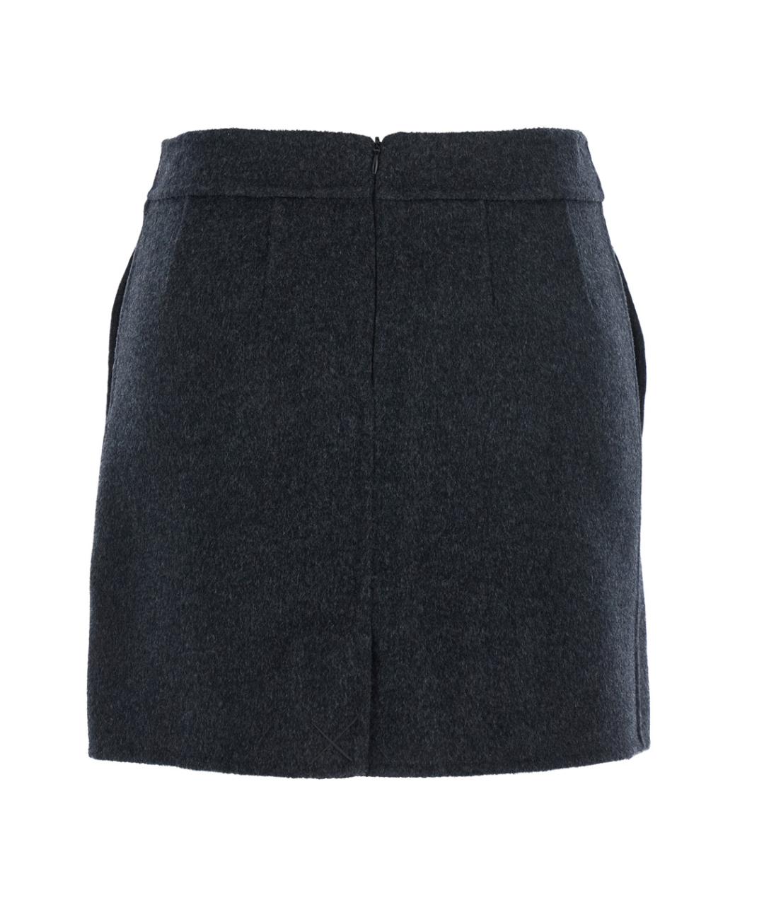 SEMICOUTURE Серая шерстяная юбка мини, фото 2