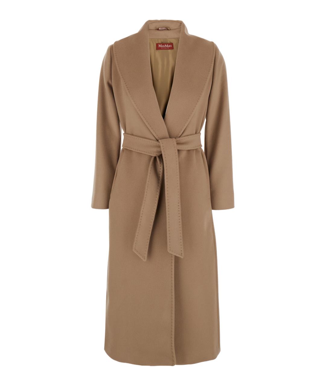 MAX MARA STUDIO Бежевое шерстяное пальто, фото 1