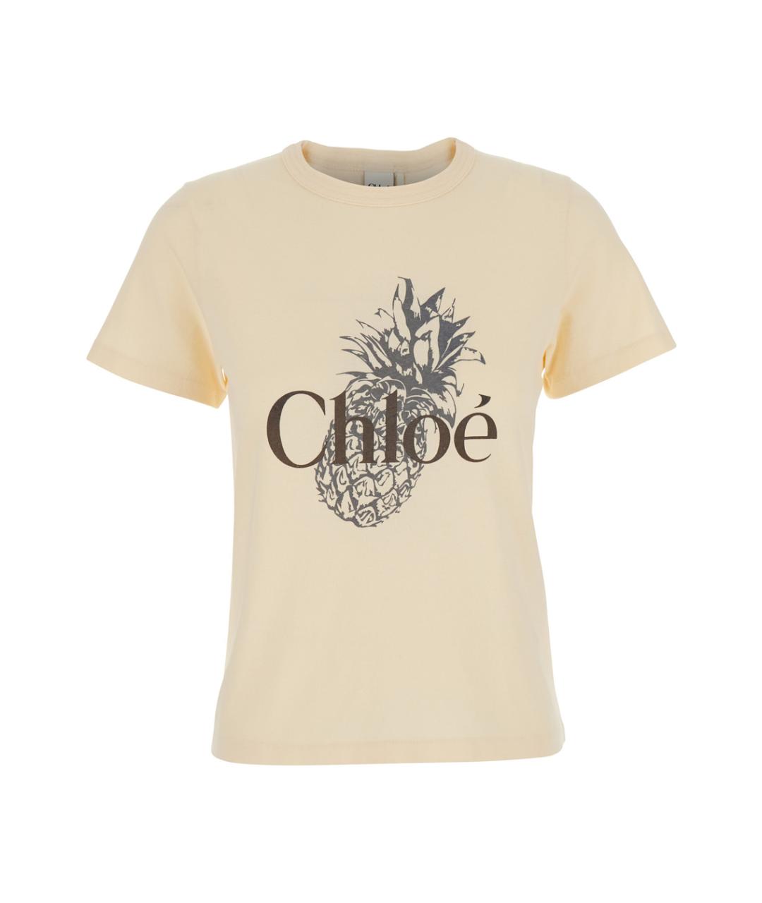 CHLOE Бежевая хлопковая футболка, фото 1