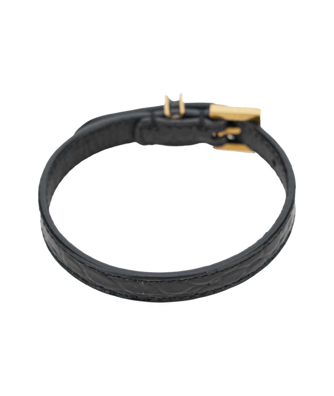SAINT LAURENT Черный кожаный браслет, фото 2