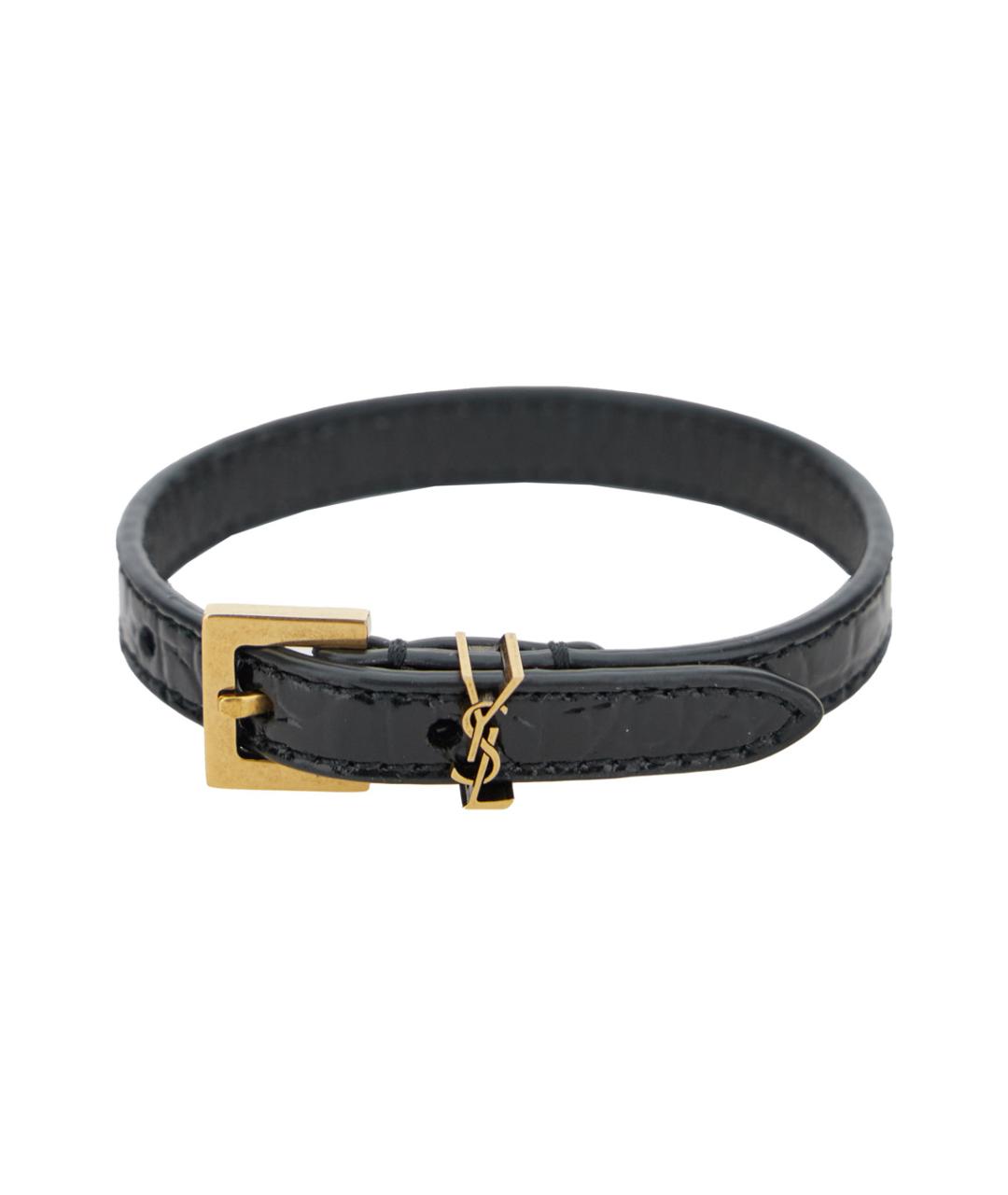 SAINT LAURENT Черный кожаный браслет, фото 1