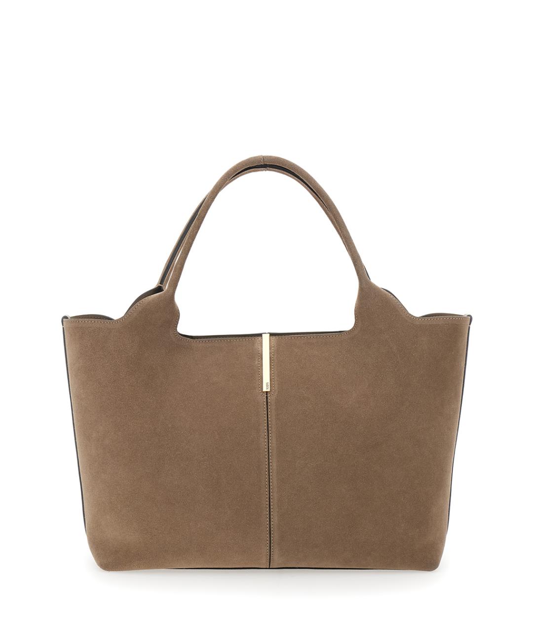 TOD'S Бежевая замшевая сумка тоут, фото 1