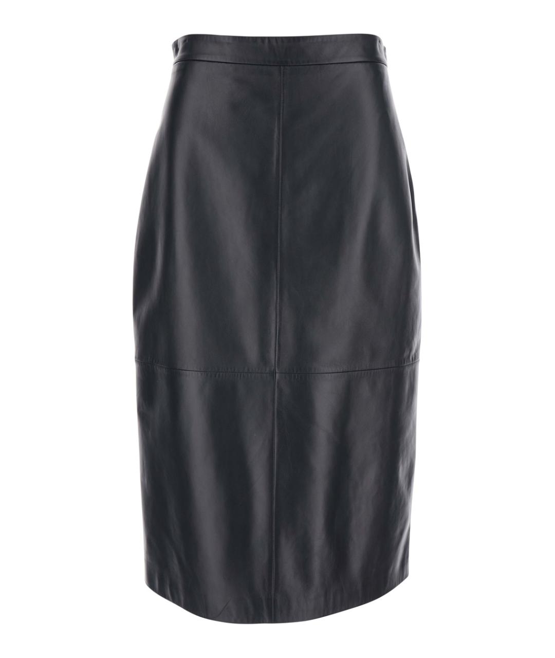 ANTONELLI Черная кожаная юбка миди, фото 1