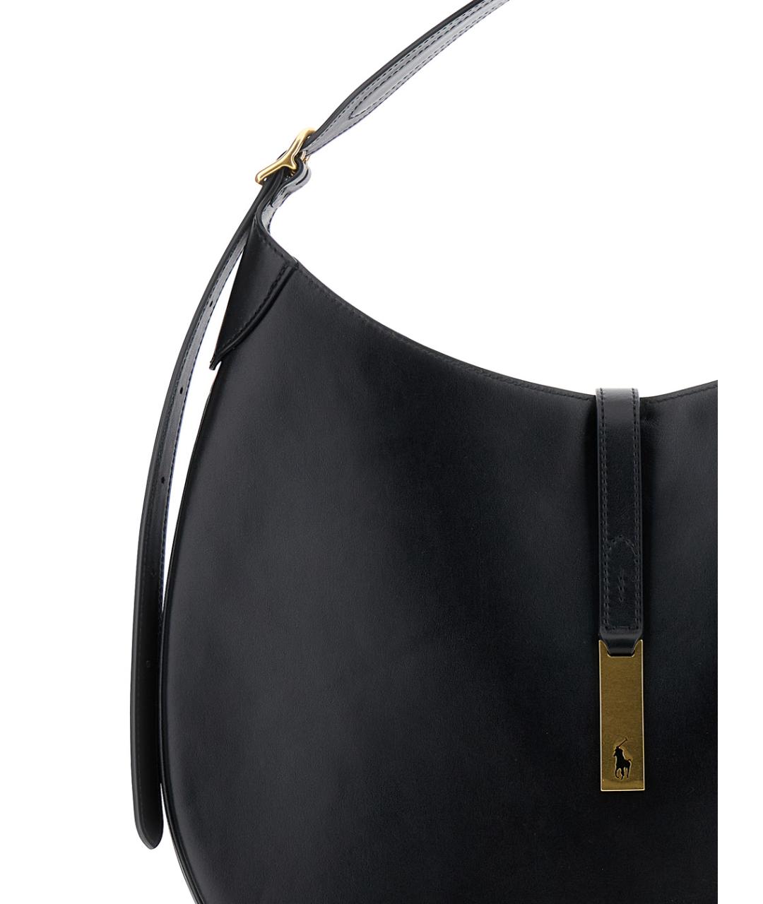 POLO RALPH LAUREN Черная кожаная сумка через плечо, фото 3
