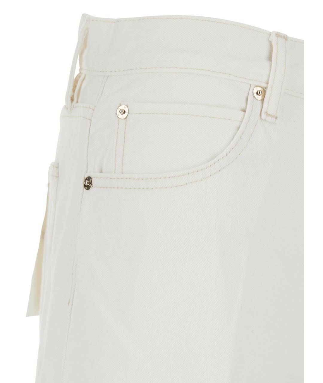 FRAME Белые хлопковые прямые джинсы, фото 3