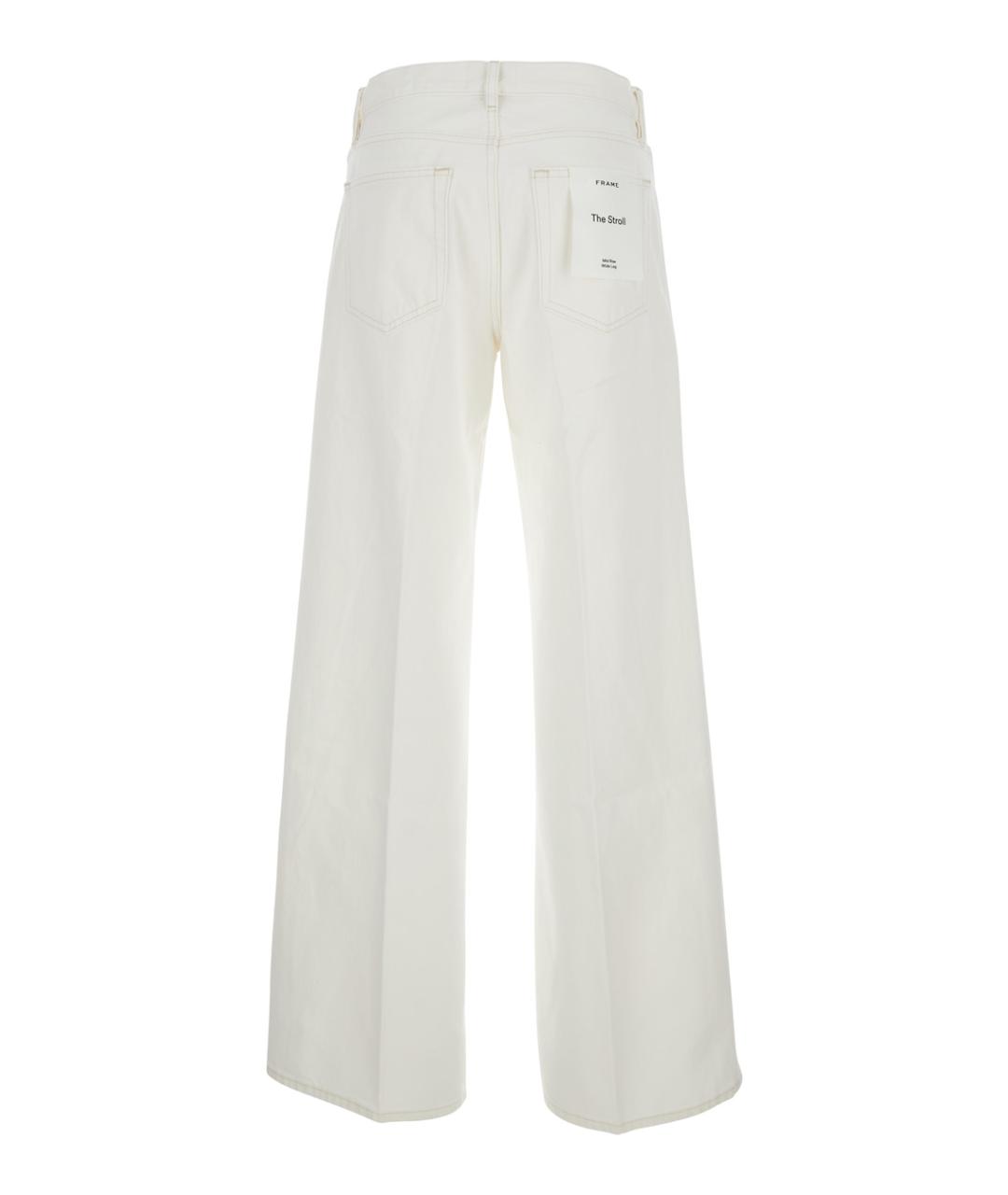 FRAME Белые хлопковые прямые джинсы, фото 2